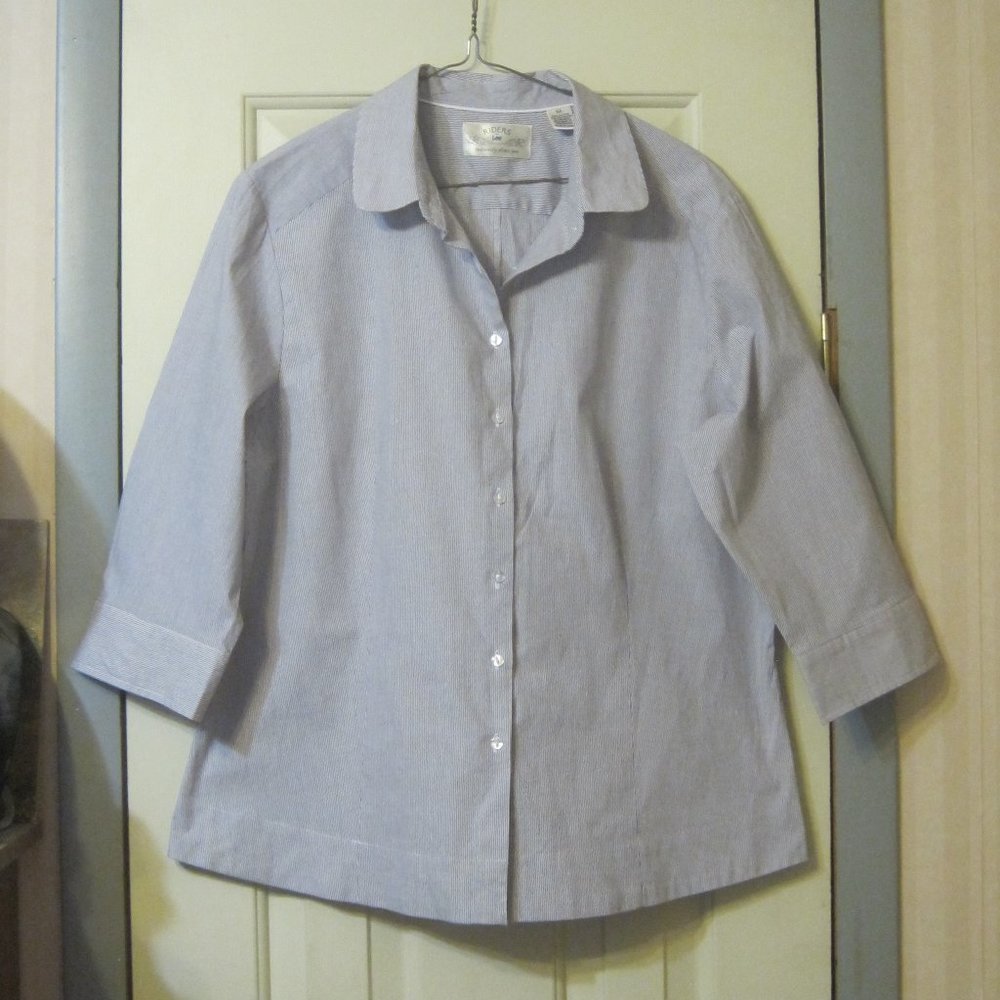 Riders Button Down Shirt Riders by Lee Tiny Black Pinstripe Size XL